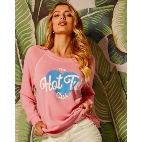 Wildfox Tops - Wildfox Hot Tub Club Graphic Sweatshirt M Oversized Bubblegum Casual Baddie